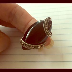 Black Onyx Marcasite Ring